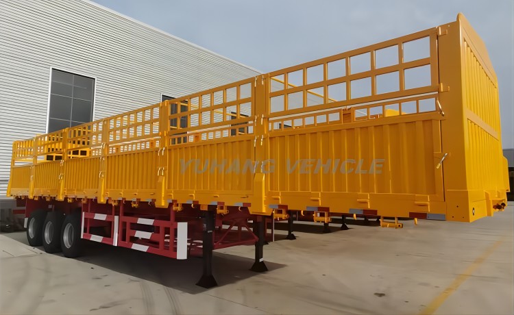 Tri Axle Fence Cargo Trailer For Sale-YUHANG VEHICLE