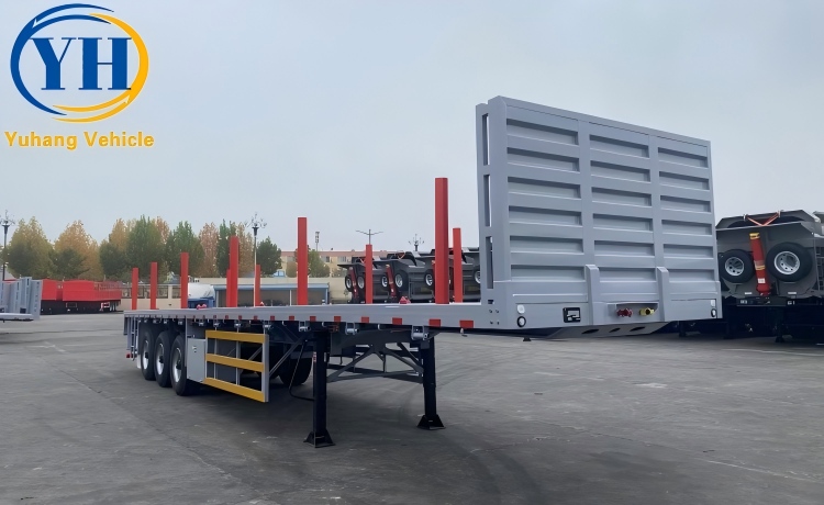 3 Axle Flatbed Trailer with Front Board-YUHANG VEHICLE 3 Axle Flatbed Trailer with Front Board-YUHANG VEHICLE