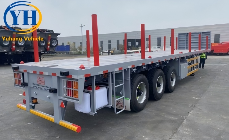 3 Axle Flatbed Trailer with Front Board-YUHANG VEHICLE 3 Axle Flatbed Trailer with Front Board-YUHANG VEHICLE