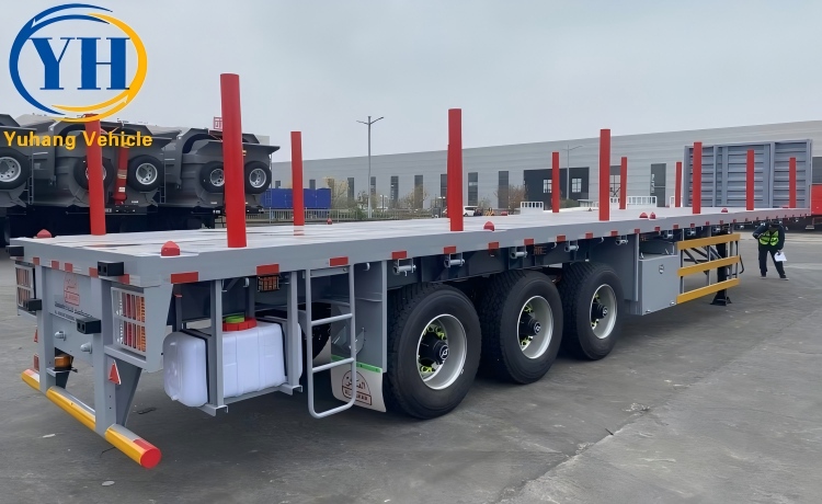 3 Axle Flatbed Trailer with Front Board-YUHANG VEHICLE 3 Axle Flatbed Trailer with Front Board-YUHANG VEHICLE