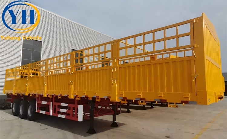 Tri Axle Fence Cargo Trailer for Sale-YUHANG VEHICLE Tri Axle Fence Cargo Trailer for Sale-YUHANG VEHICLE