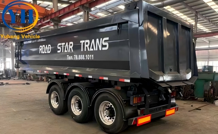 Tri Axle 35 Cubic Dump Semi Trailer is ready to be shipped to the Philippines-YUHANG VEHICLE Tri Axle 35 Cubic Dump Semi Trailer is ready to be shipped to the Philippines-YUHANG VEHICLE