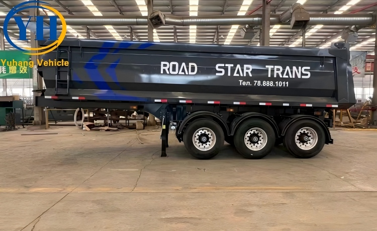 Tri Axle 35 Cubic Dump Semi Trailer is ready to be shipped to the Philippines-YUHANG VEHICLE Tri Axle 35 Cubic Dump Semi Trailer is ready to be shipped to the Philippines-YUHANG VEHICLE
