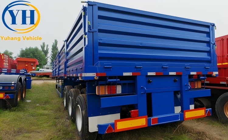 Tri Axle 60 Ton Drop Side Trailer is ready to be shipped to Zimbabwe-YUHANG VEHICLE Tri Axle 60 Ton Drop Side Trailer is ready to be shipped to Zimbabwe-YUHANG VEHICLE