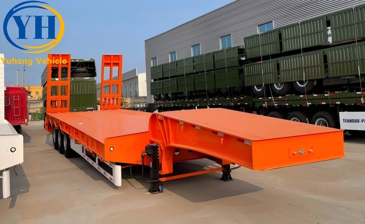 Tri Axle 80 Ton Lowbed Semi Trailer will be exported to Mozambique-YUHANG VEHICLE Tri Axle 80 Ton Lowbed Semi Trailer will be exported to Mozambique-YUHANG VEHICLE