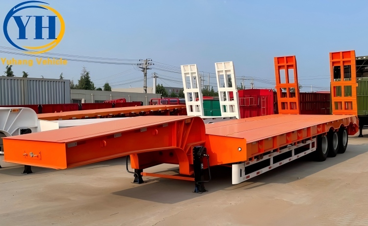 Tri Axle 80 Ton Lowbed Semi Trailer will be exported to Mozambique-YUHANG VEHICLE Tri Axle 80 Ton Lowbed Semi Trailer will be exported to Mozambique-YUHANG VEHICLE