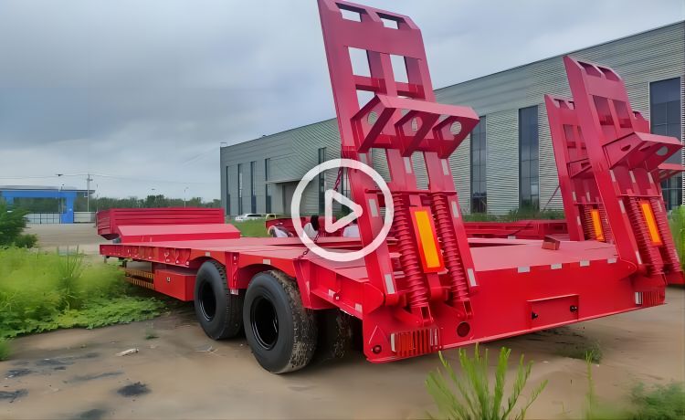 2 Line 4 Axle Lowboy Flatbed Trailer is ready send to Nigeria-YUHANG VEHICLE