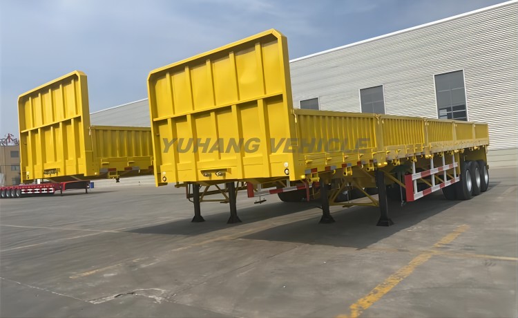 3 Axle 60 Ton Trailer with Dropsides For Sale In Côte d’Ivoire-YUHANG VEHICLE