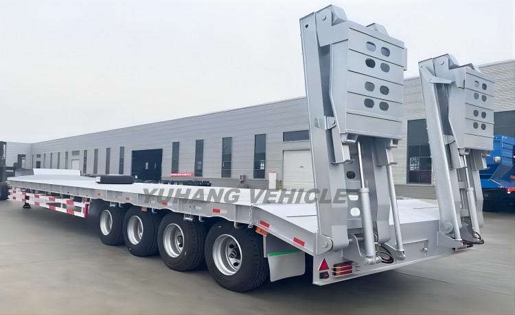 4 Axle 80 Ton Lowbed Truck Trailer will export to Ghana-YUHANG VEHICLE