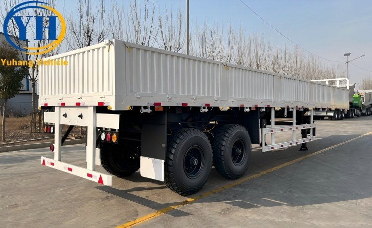 2 Axle 60 Ton Trailer with Dropsides for Sale In Côte d’Ivoire-YUHANG VEHICLE 2 Axle 60 Ton Trailer with Dropsides for Sale In Côte d’Ivoire-YUHANG VEHICLE