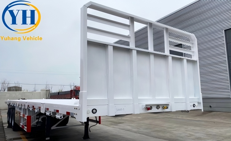 Tri Axle 40Ft Semi Flat Trailer 60 Ton is ready send to Mauritius-YUHANG VEHICLE Tri Axle 40Ft Semi Flat Trailer 60 Ton is ready send to Mauritius-YUHANG VEHICLE