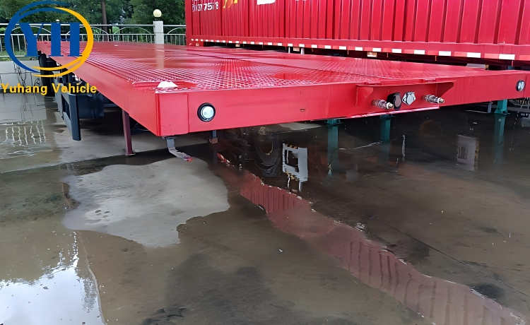 3 Axle 40 Feet Semi Flatbed Trailer with Air Suspension ready ship to Zambia-YUHANG VEHICLE 3 Axle 40 Feet Semi Flatbed Trailer with Air Suspension ready ship to Zambia-YUHANG VEHICLE