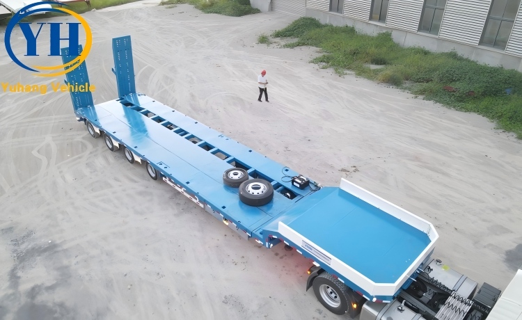 4 Axle 100 Ton Low Bed Trailer will be shipped to Sierra Leone-YUHANG VEHICLE 4 Axle 100 Ton Low Bed Trailer will be shipped to Sierra Leone-YUHANG VEHICLE