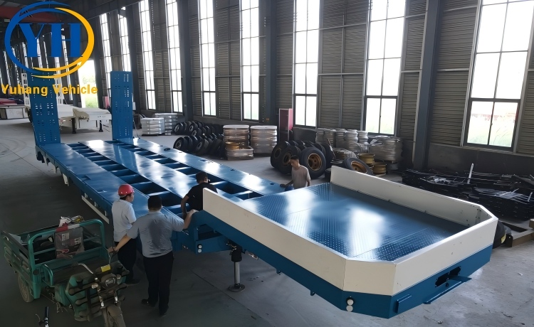 4 Axle 100 Ton Low Bed Trailer will be shipped to Sierra Leone-YUHANG VEHICLE 4 Axle 100 Ton Low Bed Trailer will be shipped to Sierra Leone-YUHANG VEHICLE