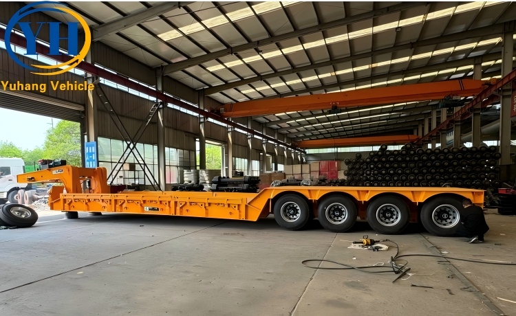 120 Ton 4 Axle Lowboy Gooseneck Trailer will be sent to Ghana-YUHANG VEHICLE 120 Ton 4 Axle Lowboy Gooseneck Trailer will be sent to Ghana-YUHANG VEHICLE
