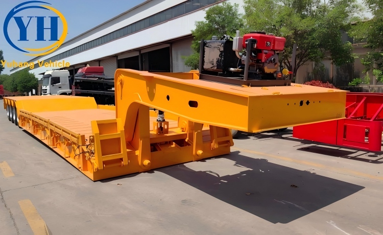 120 Ton 4 Axle Lowboy Gooseneck Trailer will be sent to Ghana-YUHANG VEHICLE 120 Ton 4 Axle Lowboy Gooseneck Trailer will be sent to Ghana-YUHANG VEHICLE