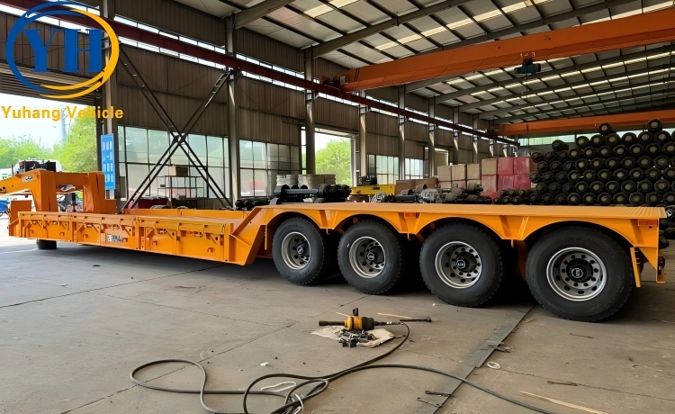 120 Ton 4 Axle Lowboy Gooseneck Trailer will be sent to Ghana-YUHANG VEHICLE 120 Ton 4 Axle Lowboy Gooseneck Trailer will be sent to Ghana-YUHANG VEHICLE