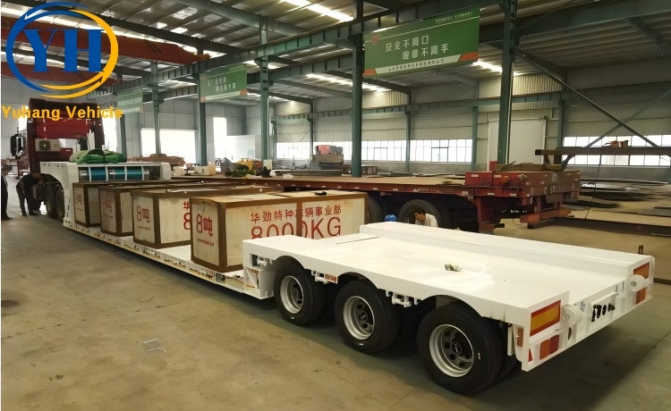 Tri Axle Low Loader Trailer In Load Test will be sent to Guyana-YUHANG VEHICLE Tri Axle Low Loader Trailer In Load Test will be sent to Guyana-YUHANG VEHICLE