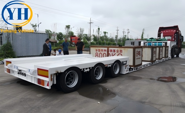 Tri Axle Low Loader Trailer In Load Test will be sent to Guyana-YUHANG VEHICLE Tri Axle Low Loader Trailer In Load Test will be sent to Guyana-YUHANG VEHICLE