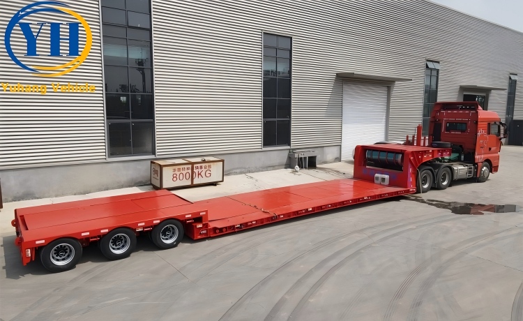 40 Ton Lowbed Truck Trailer for Sale In Tanzania-YUHANG VEHICLE 40 Ton Lowbed Truck Trailer for Sale In Tanzania-YUHANG VEHICLE