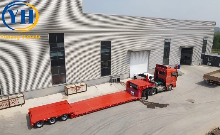 40 Ton Lowbed Truck Trailer for Sale In Tanzania-YUHANG VEHICLE 40 Ton Lowbed Truck Trailer for Sale In Tanzania-YUHANG VEHICLE