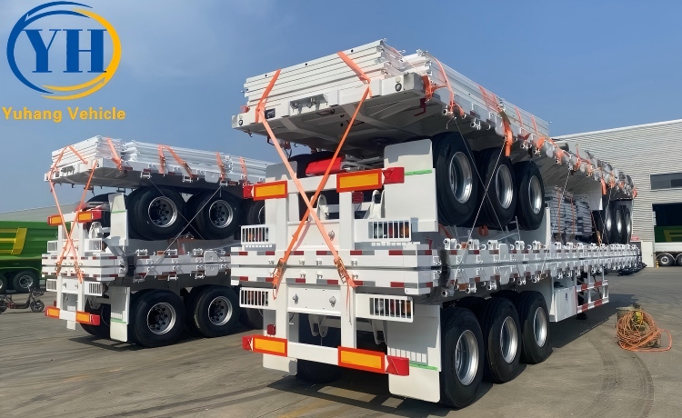 Triple Flatbed Container Trailer will be sent to to Sierra Leone-YUHANG VEHICLE Triple Flatbed Container Trailer will be sent to to Sierra Leone-YUHANG VEHICLE