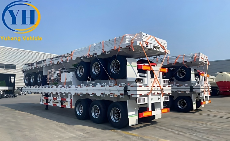 Triple Flatbed Container Trailer will be sent to to Sierra Leone-YUHANG VEHICLE Triple Flatbed Container Trailer will be sent to to Sierra Leone-YUHANG VEHICLE