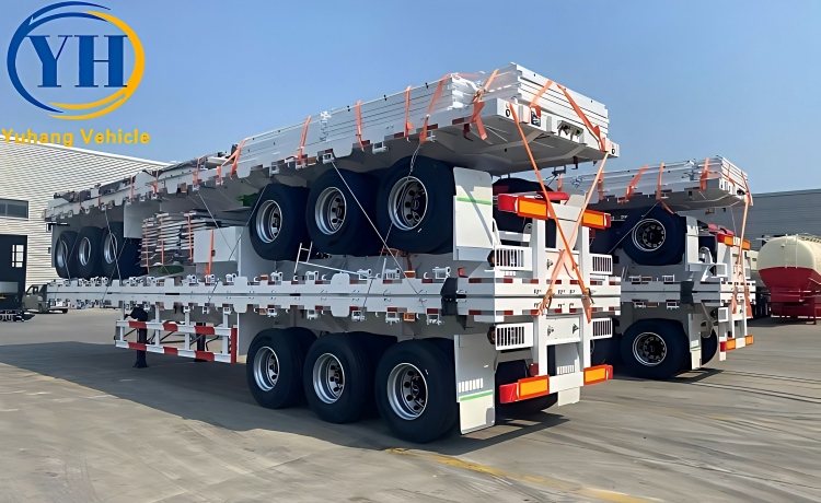 Triple Flatbed Container Trailer will be sent to to Sierra Leone-YUHANG VEHICLE Triple Flatbed Container Trailer will be sent to to Sierra Leone-YUHANG VEHICLE