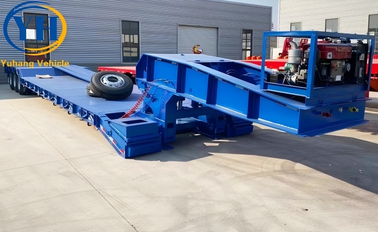 60 Ton 3 Axle Gooseneck Detachable Trailer will be sent to Jamaica-YUHANG VEHICLE 60 Ton 3 Axle Gooseneck Detachable Trailer will be sent to Jamaica-YUHANG VEHICLE